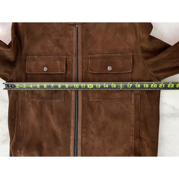 $3660 Moncler Courry Suede 2-Pocket Biker Jacket Brown Men Size 2 - NEW - Picture 15 of 16